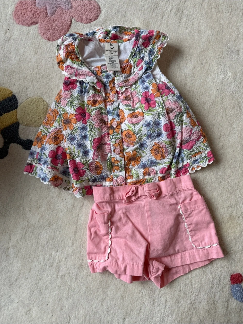Gymboree Pink Floral Hooded Top & Pink Shorts Kids Matching Set
